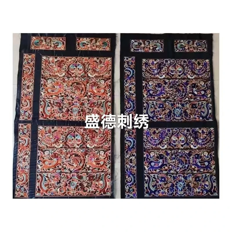 贵州民族风高端锁边刺绣图案机绣破线绣片服装刺绣绣片刺绣绣布