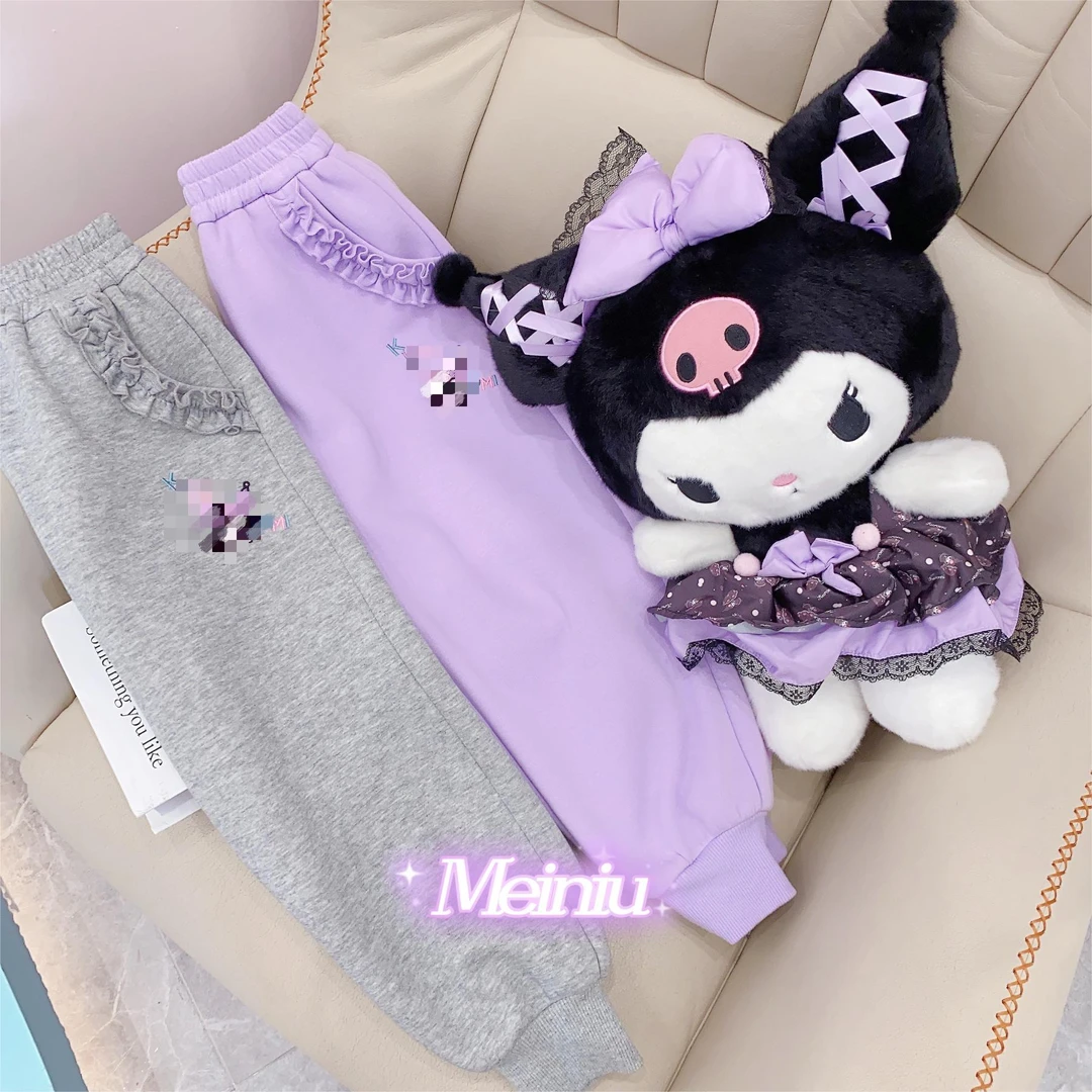 媛媛公主【加绒】2023冬季女童大童亲子库洛米针织休闲裤13421B173