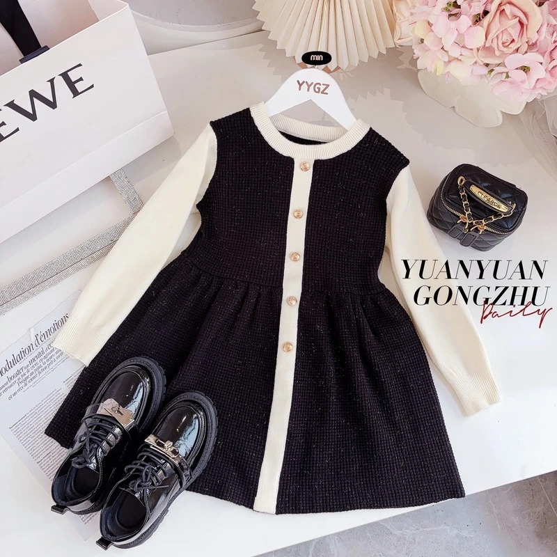 媛媛公主2023冬女童中大童亲子加厚小香风针织毛衣裙13461R340