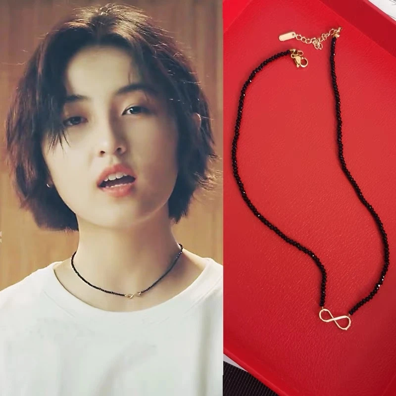 铜合金项链 张子枫同款项链锁骨链新款冷淡风简约八字颈链