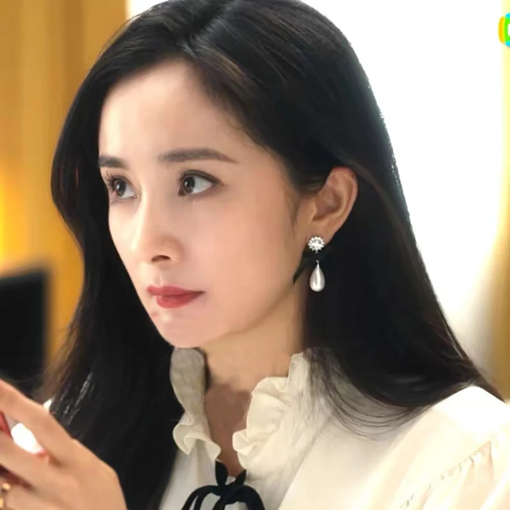 铜合金耳饰 杨幂同款耳环蝴蝶结某珠耳饰气质高级感2025新款