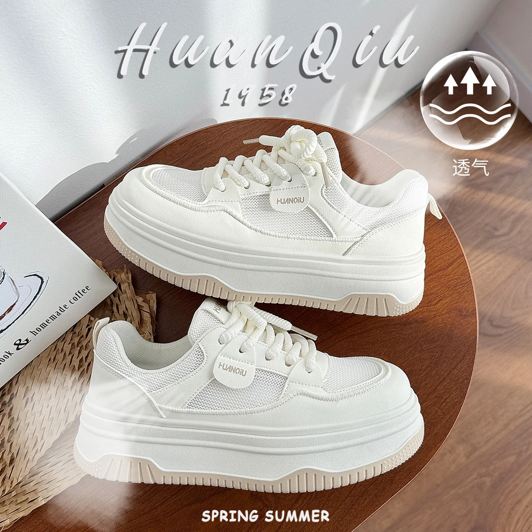 环球网鞋夏季薄款小白鞋超轻透气软底不累脚2024新款时尚休闲鞋女