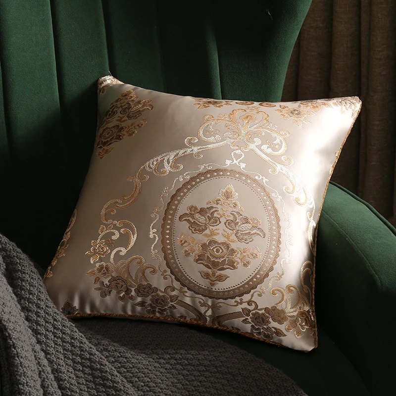 方形可拆洗加厚提花外套隐形拉链含芯抱枕欧式靠枕大号靠垫轻奢
