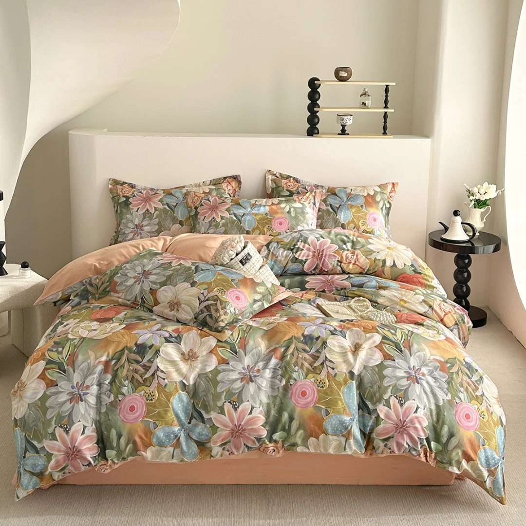 MEINSN长绒棉四件套全棉四件套数码印花纯棉四件套斜纹轻奢田园风