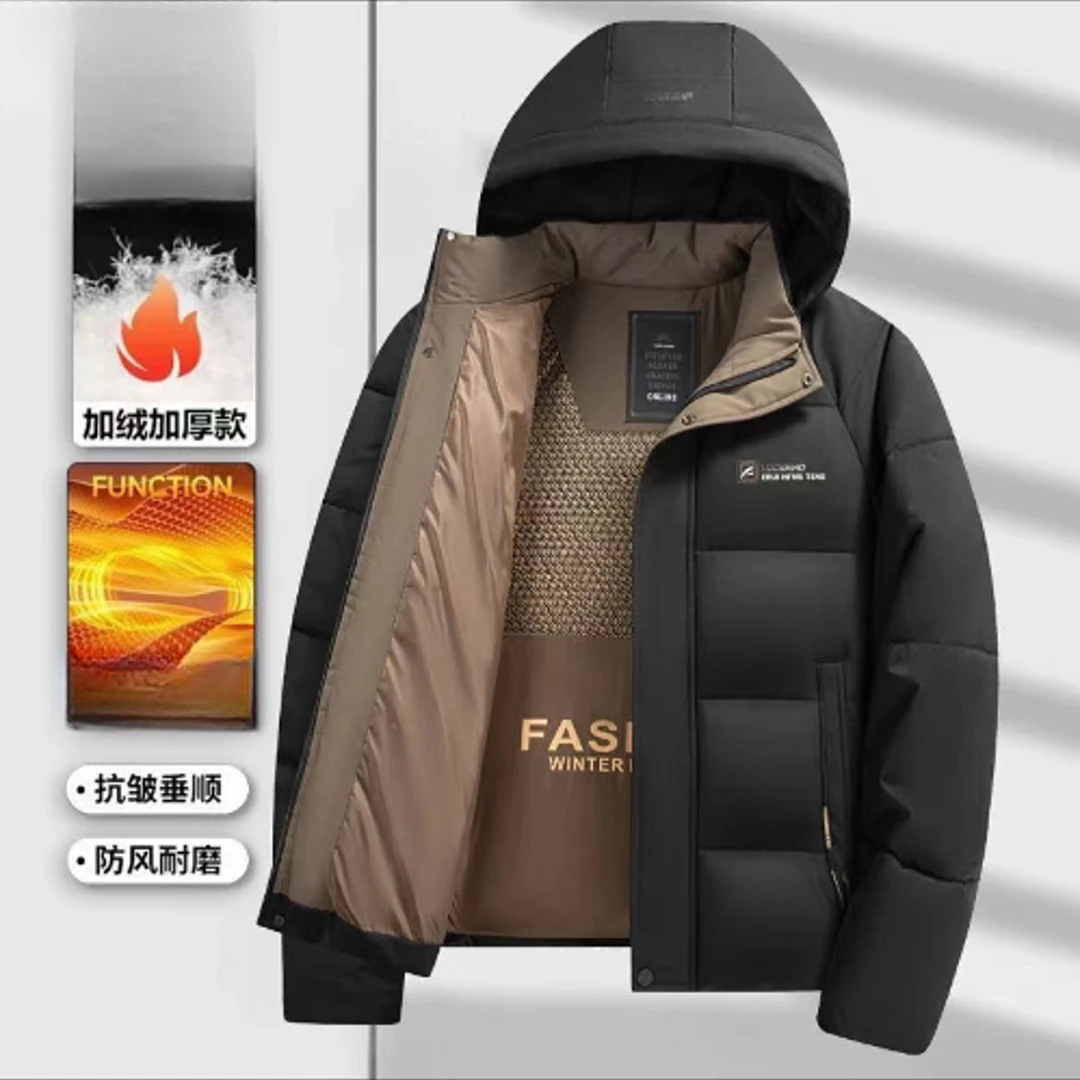 （达人专属）秋冬男士加绒加厚保暖可拆卸帽棉服S140