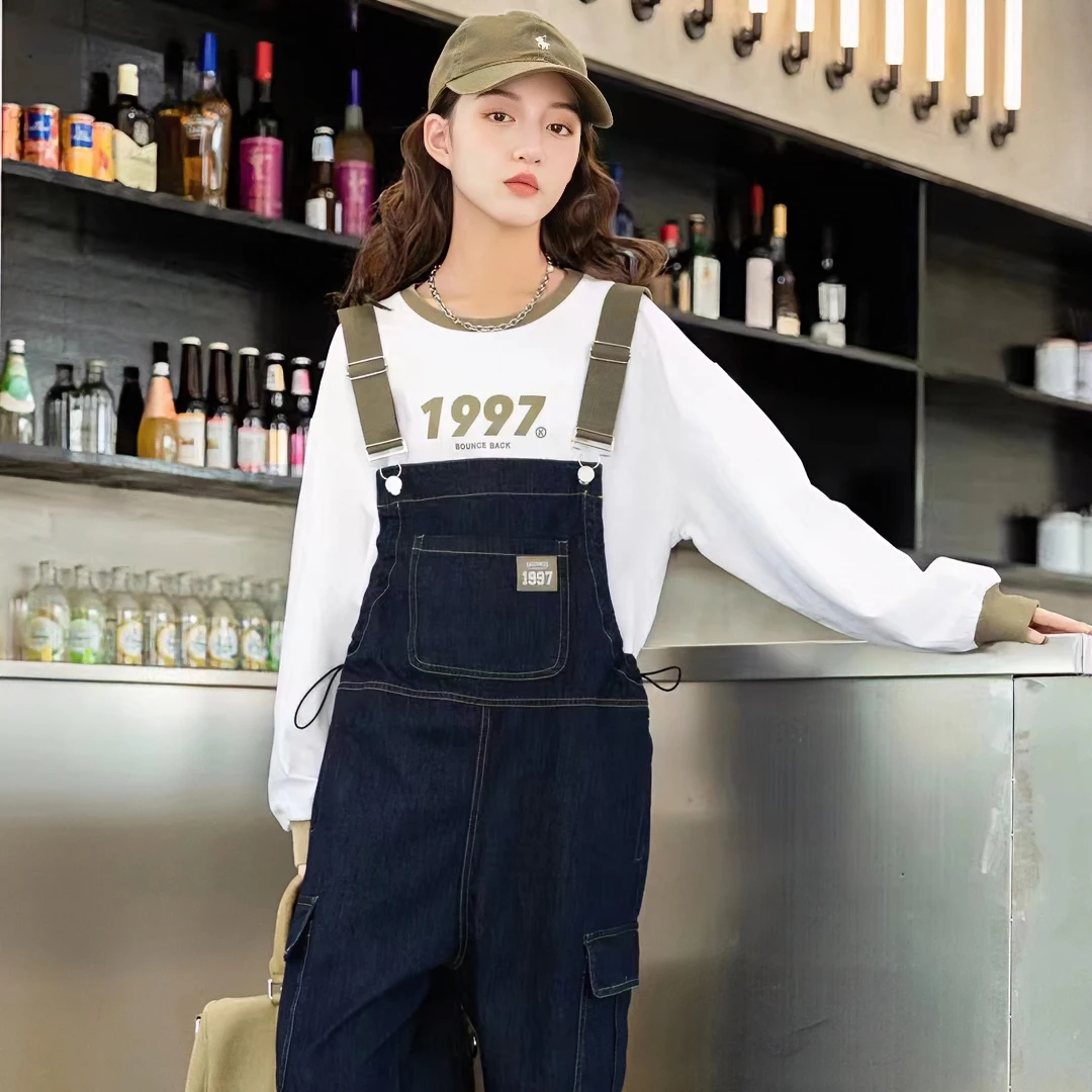 中大童女童2023年春款上新宽松牛仔裤背带裤两件套早春款1602