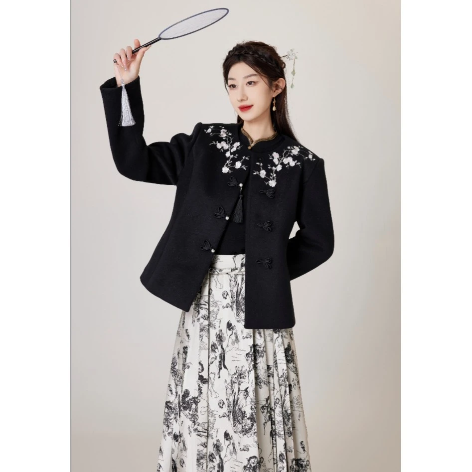 SHAOE清仓专场【暗香梅语】落花盘扣女冬新中式羽绒服S2023121808