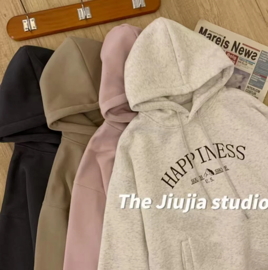 【断码高货】新款雅丹宽松显瘦休闲加绒半拉链连帽卫衣