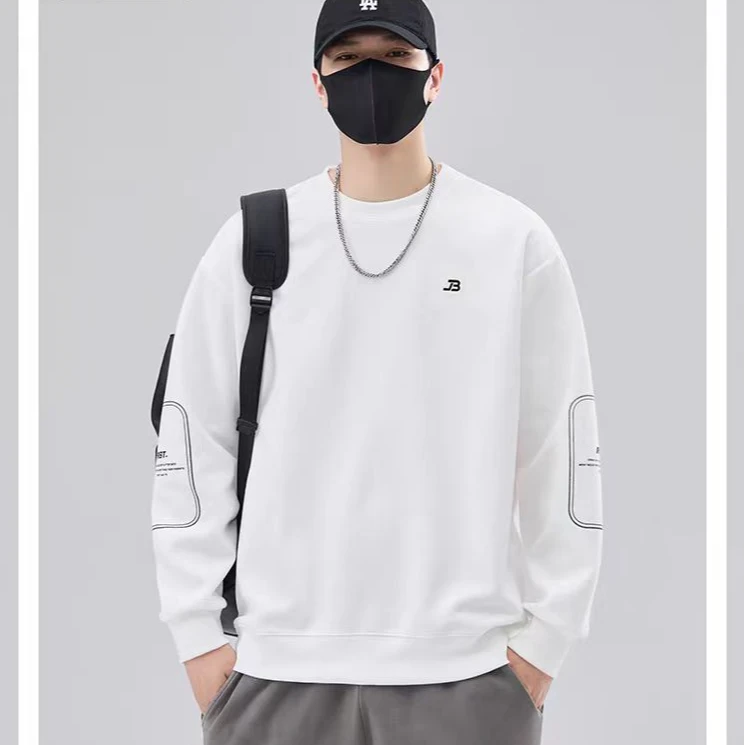 圆领卫衣加绒加厚2024新款打底潮牌套头长袖98923#