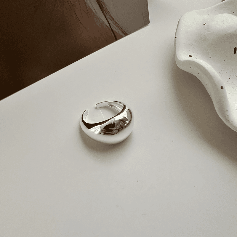 925银戒指 纯银韩版小众设计感大光面质感戒指韩国风时髦个性指环