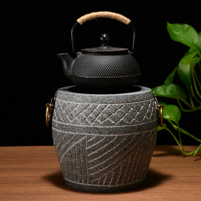 围炉煮茶小火炉烧烤炭炉取暖烤茶石头烤火盆茶罐罐茶炉石头炉子