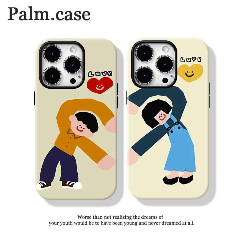 菲林二合一适用苹果16pro手机壳华为/oppo/vivo/小米卡通比心情侣