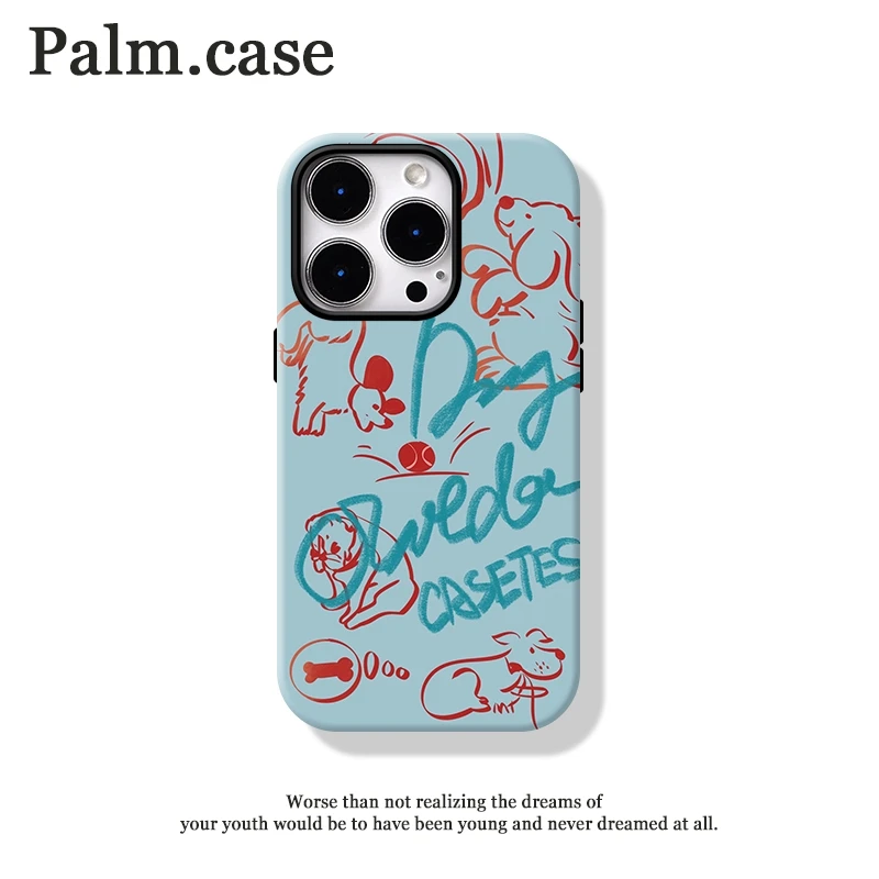 适用【苹果/华为/oppo/vivo/小米】菲林二合一软壳手机壳涂鸦户外狗