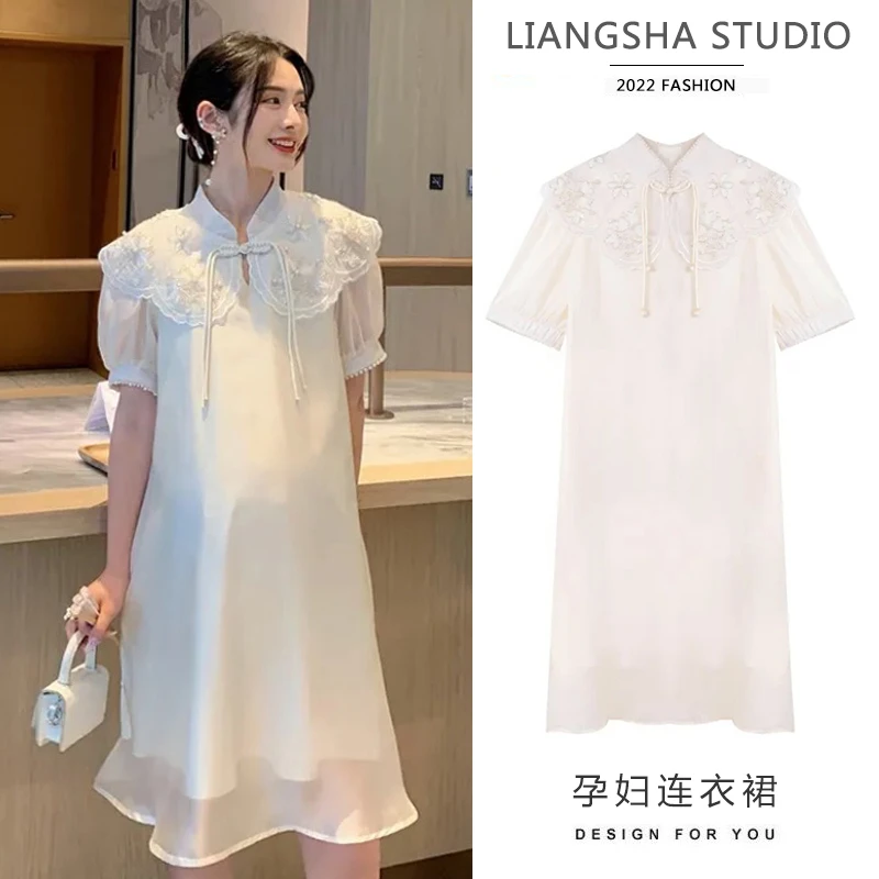 孕妇装夏季连衣裙2025新款时尚大码新中式高级感裙子夏装孕妇套装