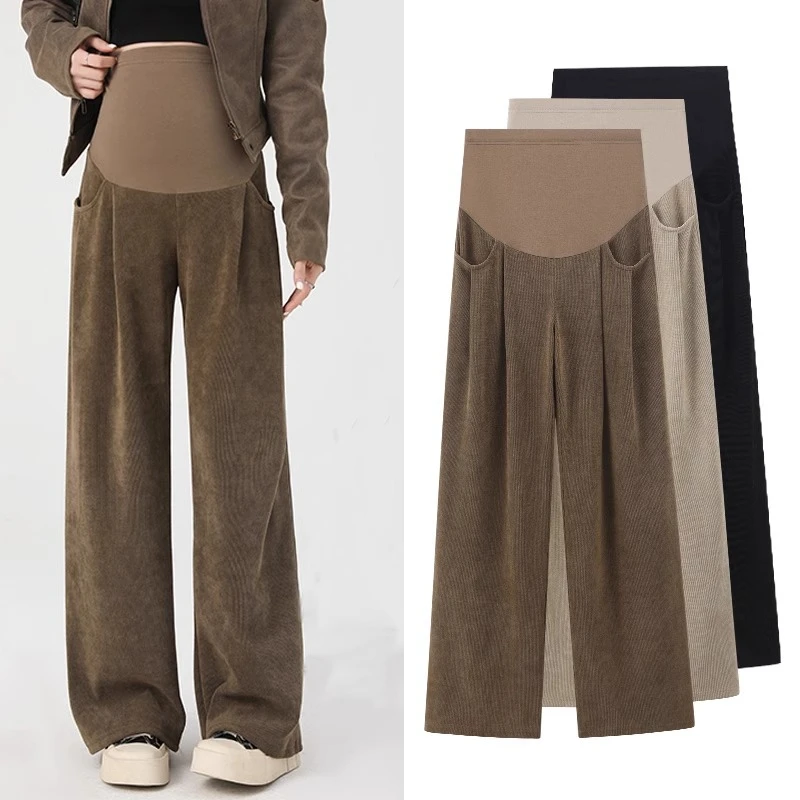 孕妇裤秋季2025新款孕晚期裤子秋冬款外穿不勒肚子休闲阔腿裤长裤