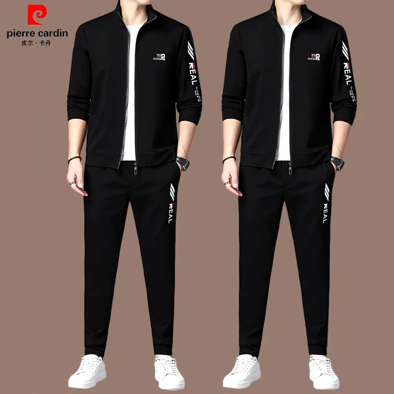 【皮尔卡丹 大牌正品】高端桑蚕丝秋天男士休闲运动服套装男款秋装