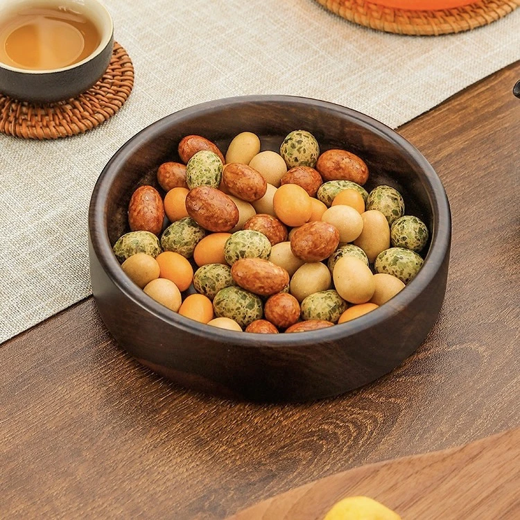 手工黑檀木实木整料整木收纳盘干果盘可堆叠家用创意圆形