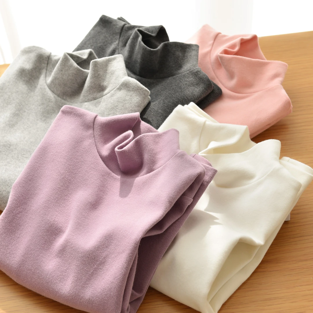 A类儿童磨毛打底衫男女童半高领保暖长袖T恤 秋冬款  22003