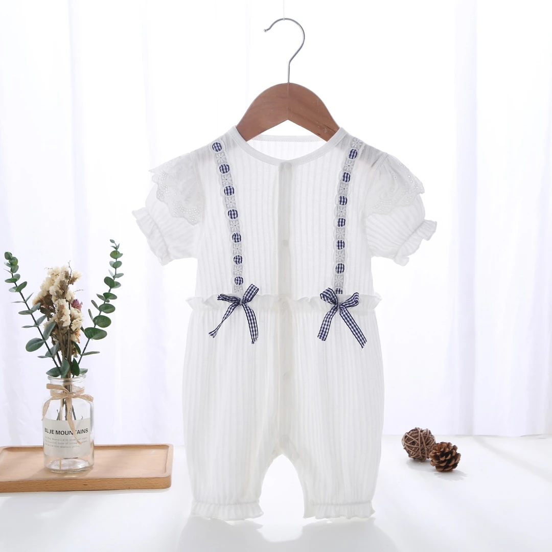 夏季超薄短袖外出萌宝薄款连体衣新生儿夏款清凉宝宝衣服纯棉半袖