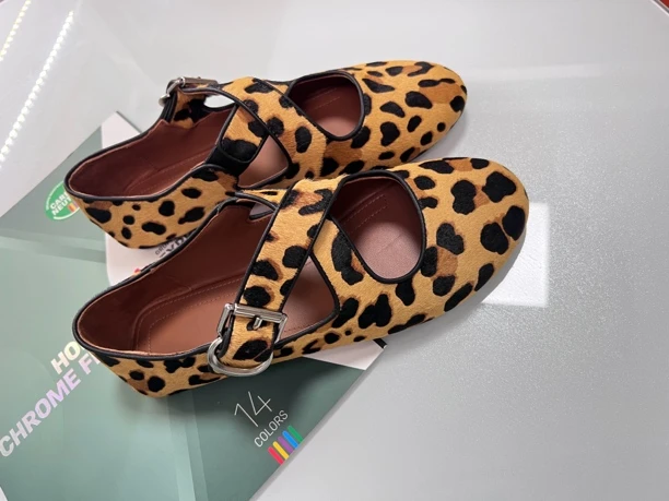 玛丽珍交叉舒适透气女鞋防滑休闲时尚软底豹纹