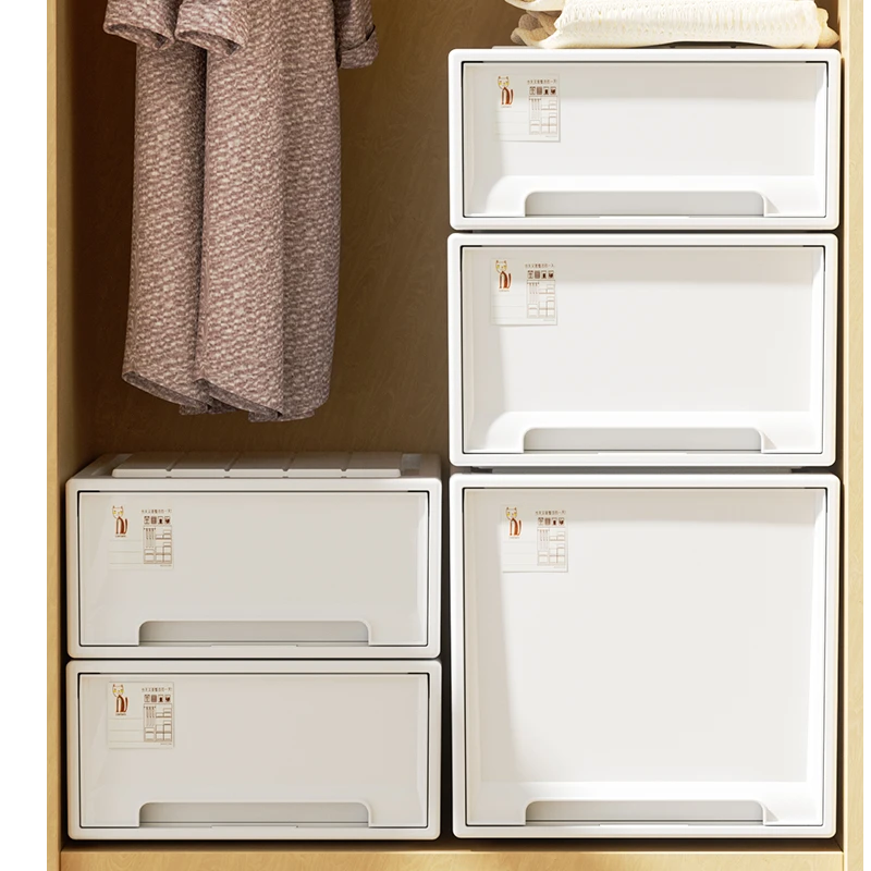 简约白色抽屉式内衣收纳盒透明收纳箱塑料整理箱收纳柜衣服储物箱