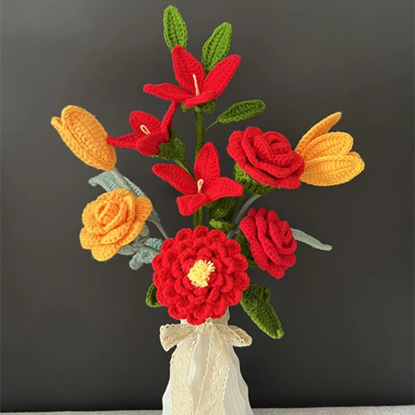 小薛手工编织（连翘花组合材料包、不包括花瓶、包装纸）毛线花