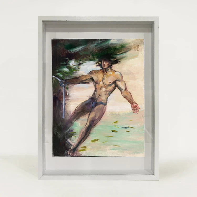 原创欧式家居软装挂画客厅卧室书房装饰油画男生放松印刷版画微风