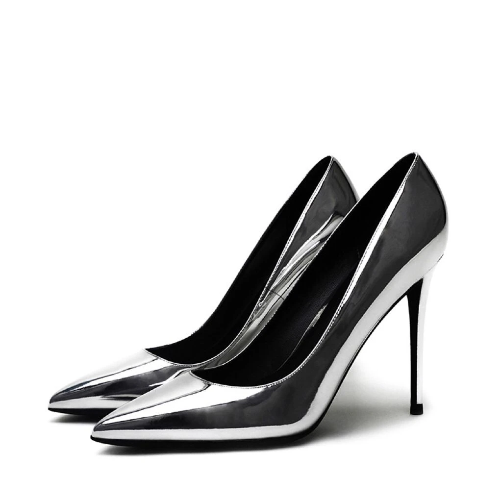 10厘米 漆皮尖头细高跟高跟鞋 单鞋 时尚网红气质百搭舒服高跟鞋