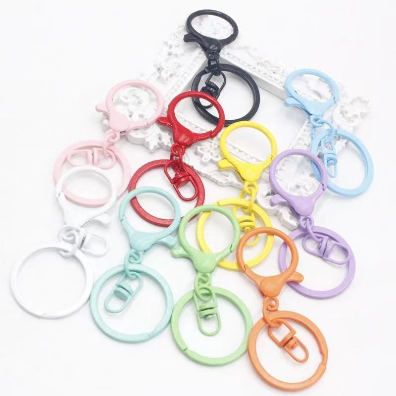 彩色烤漆糖果色8字扣龙虾扣配件连接扣DIY套装钥匙扣拼豆钥匙扣