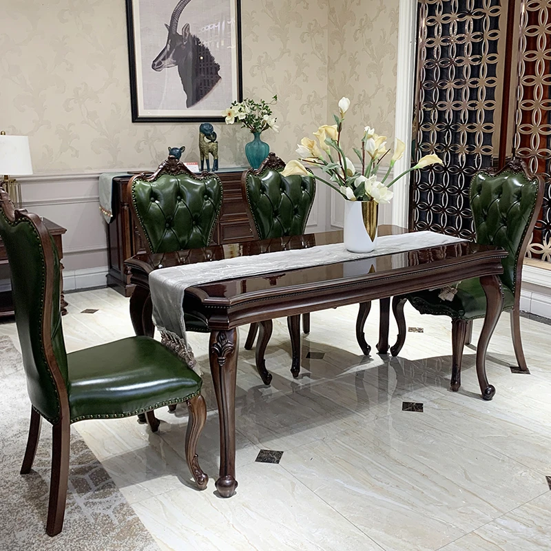 美式小叶樱桃木八角桌1600*880*760mm餐厅复古家用雕花