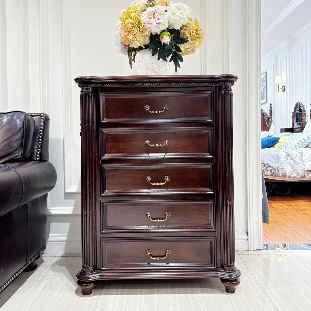 美式金丝黄檀木五斗柜810*480*1075mm客厅家用