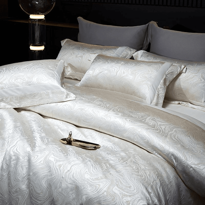 高端轻奢风棉质床单四件套欧式高精密金银线提花棉被套床上用品
