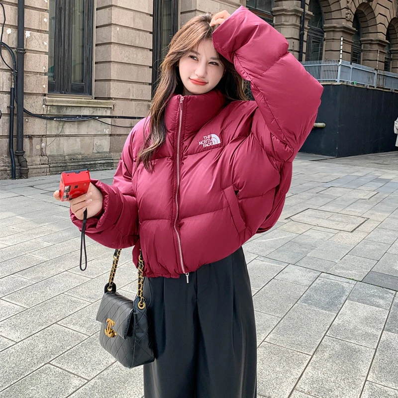 时尚气质洋气减龄加厚面包服女2023冬季新款红色色黑色棉服外套