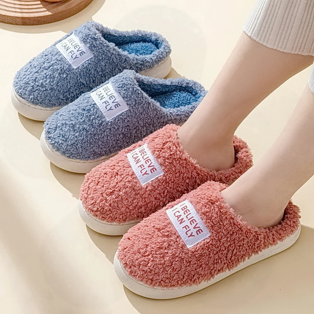 棉拖鞋女保暖厚底月子鞋加绒外穿棉拖鞋男居家情侣棉拖鞋时尚毛拖