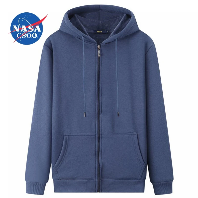 nasa联名加绒男士2023潮牌开衫春秋季棒球上衣服卫衣男款秋冬外套