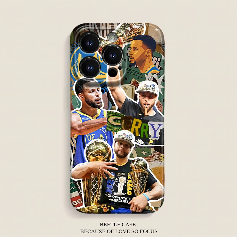 适用苹果15华为vivo小米14NBA库里拼贴精孔全包菲林硬壳手机壳MY