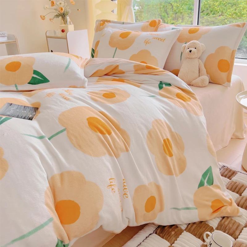 牛奶绒四件套加绒被套床单法兰绒珊瑚绒加厚双面绒冬季床上用品