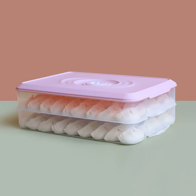 2层升级加高饺子盒食品级厨房冰箱收纳盒保鲜混沌速冻冷冻密封盒