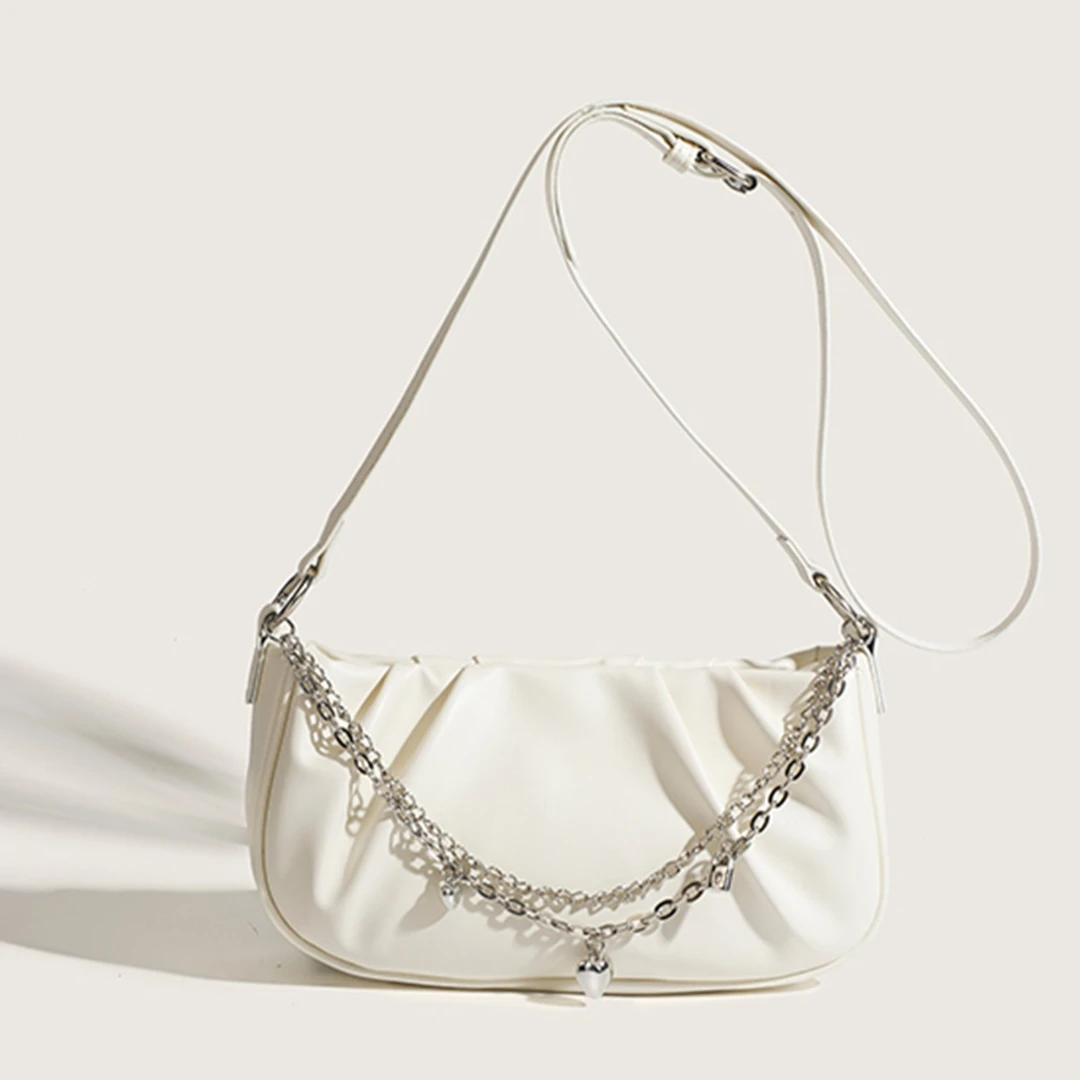 2025夏季新款小众设计包包女褶皱云朵方形手提包斜挎百搭腋下包女