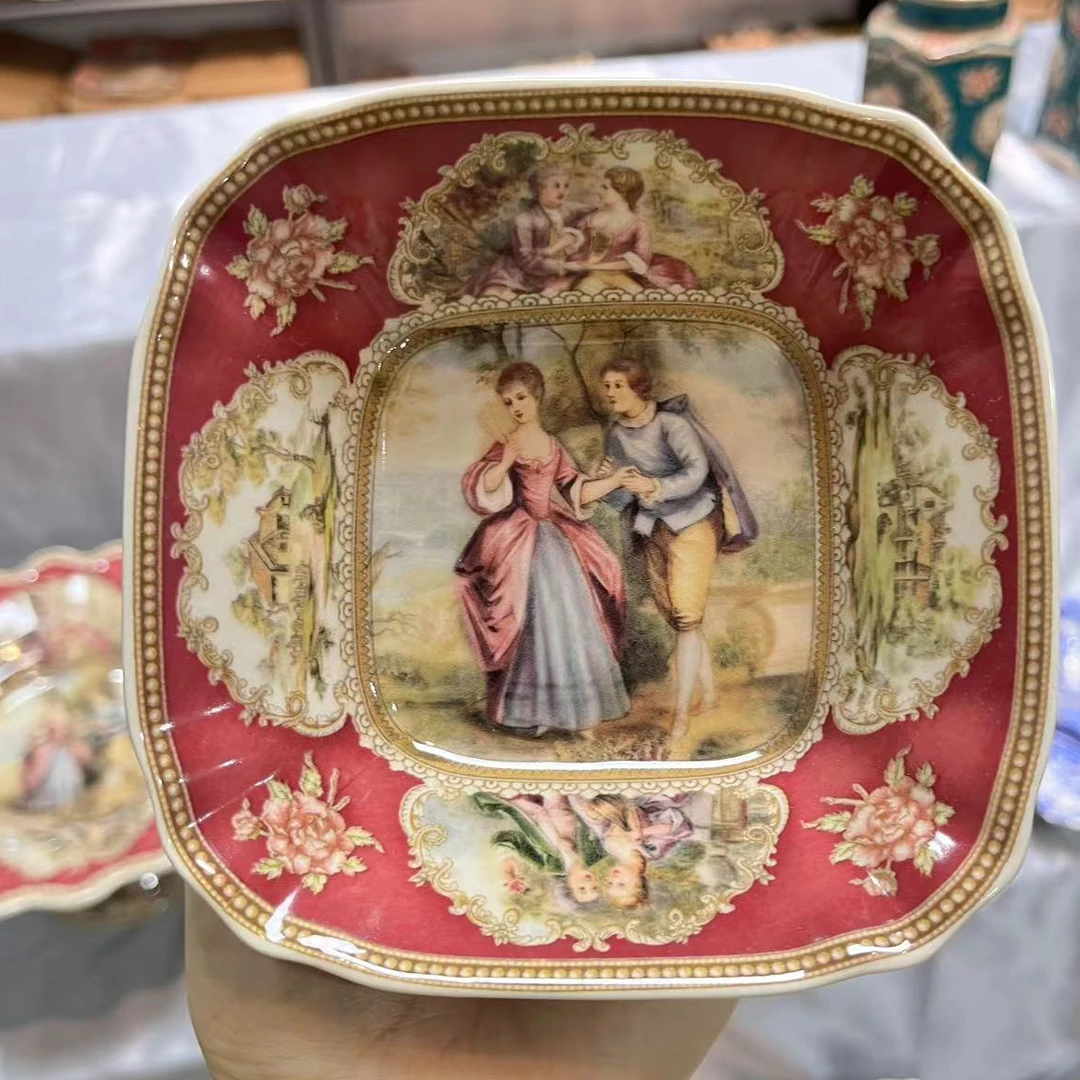 客来涌，欧洲名画 红色系列 cz 面碗 四方 碗  一等