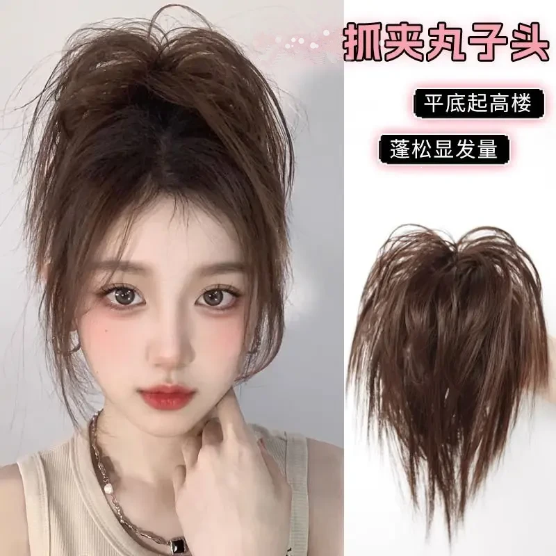 新款高颅顶发夹鸡窝头真发气质时尚毽子头鸡毛抓夹女后脑勺鲨鱼夹