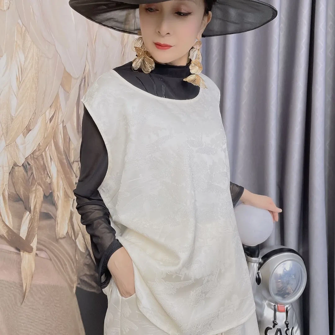 2592+5023时尚复古洋气显瘦名媛宽松休闲百搭减龄中式女士套装