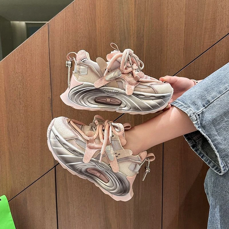 增高小个子运动网红2024韩版时尚春秋透气新款厚底网面休闲老爹鞋