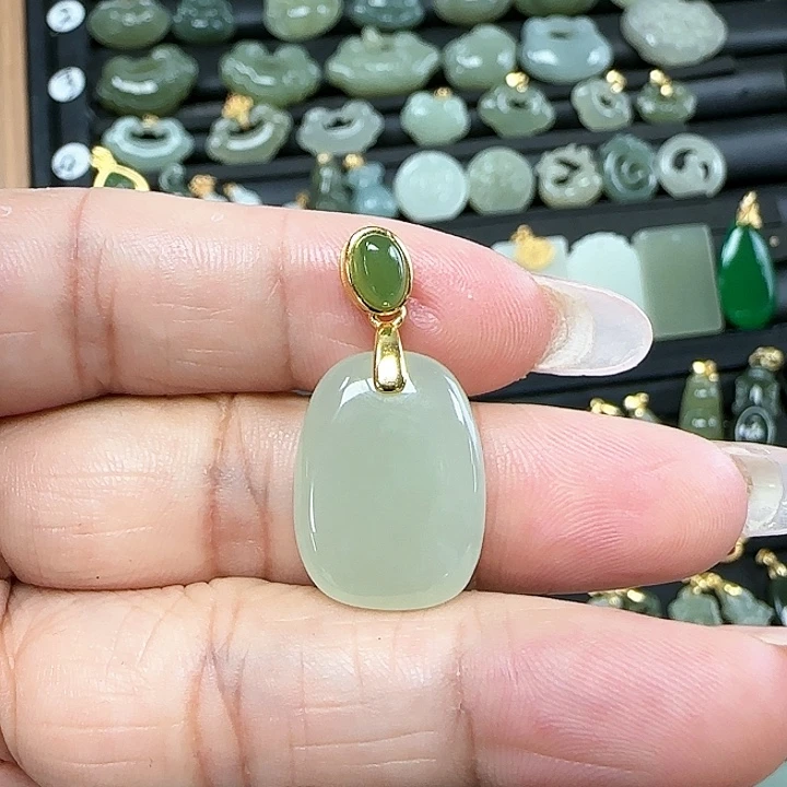 和田玉吊坠(不含链)银S925镶嵌