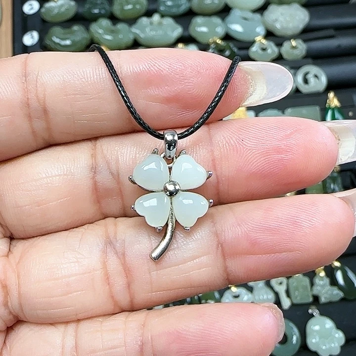 和田玉吊坠(不含链)银S925镶嵌