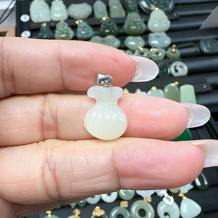 和田玉吊坠(不含链)银S925镶嵌