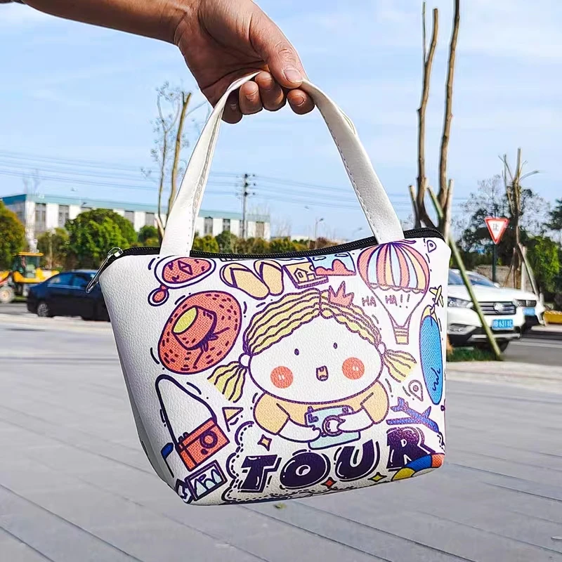 新款手提包ins高级感化妆包旅行收纳便携手拎PU包