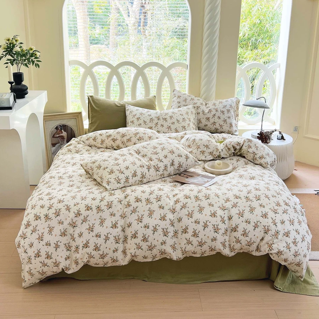 【佩佩家纺】全棉小翠花清新双层纱四件套 柔软透气