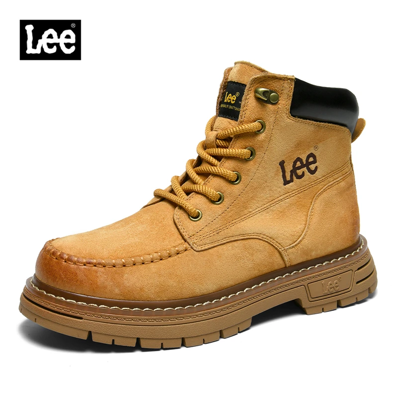 lee2024冬季新款加绒马丁靴男士户外时尚百搭复古保暖英伦风靴子