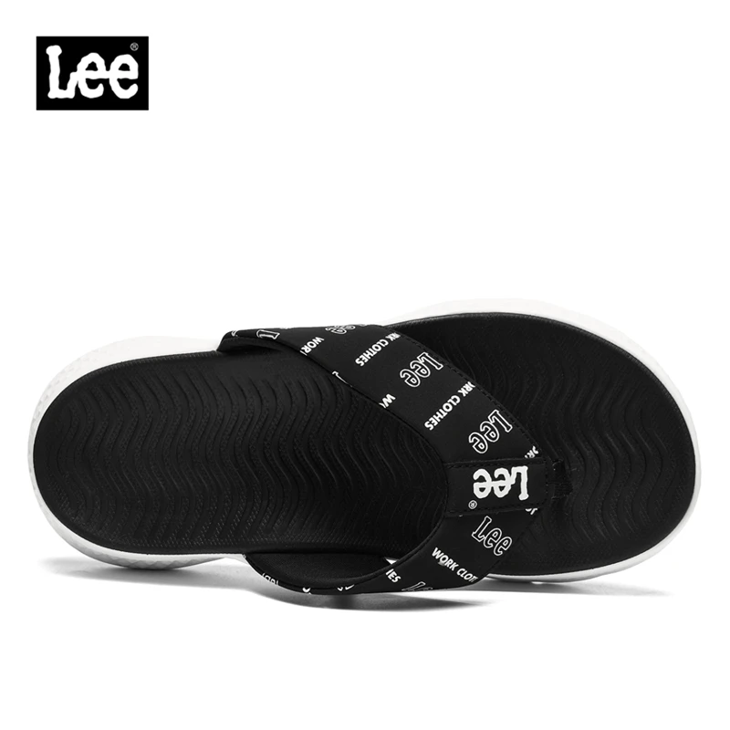 Lee凉拖夏季男士时尚软底潮流人字拖鞋厚底沙滩休闲户外舒适黑色